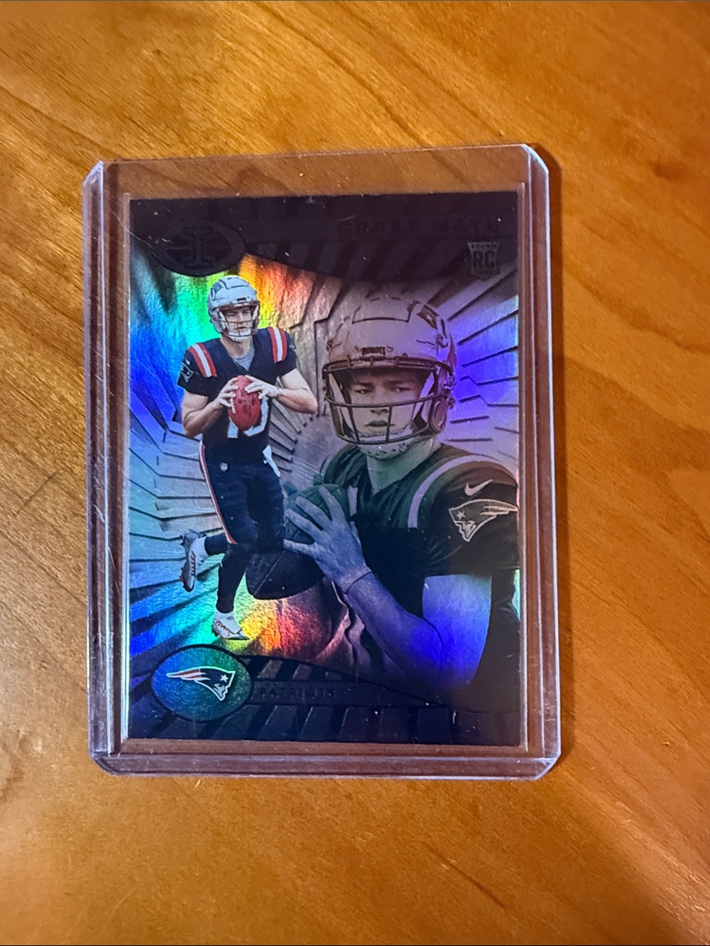 Patriots Holographic Football Rookie Card - Blue / Silver Highlights